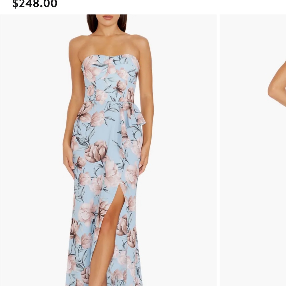Dress the Population Strapless Floral Dress. Black tie wedding guest